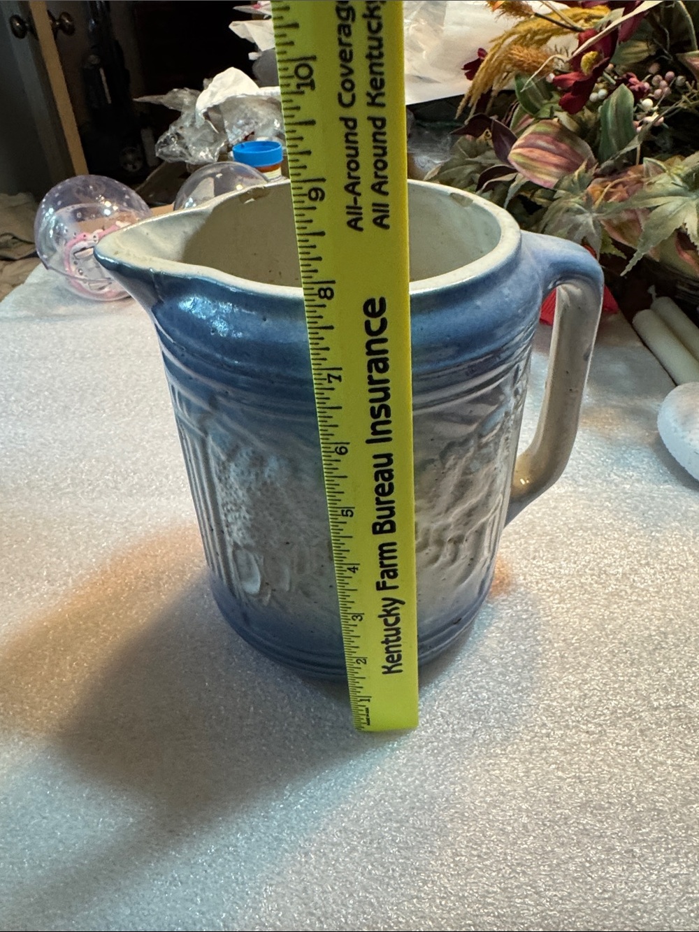 Very Old Blue and White Ceramic Pitcher - - Picture 8 of 14